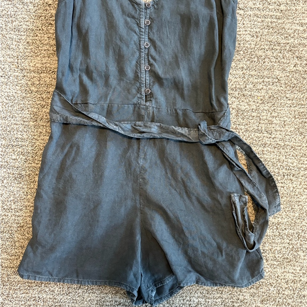 NWT Cloth & Stone Tie-Waist V-Neck Sleeveless Romper Women’s XS Twilight Grey - Picture 4 of 11